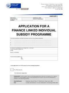 APPLICATION FOR A FINANCE LINKED INDIVIDUAL SUBSIDY …