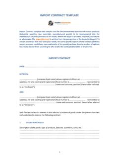Import Contract Template Sample - Globalnegotiator