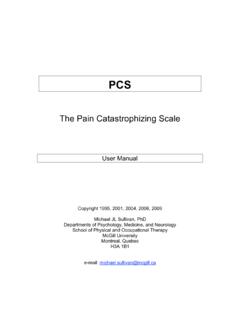 Pain Catastrophizing Scale Manual - Agency for Clinical ...