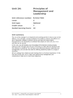 Unit 24: Principles of Management and Leadership - Edexcel