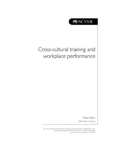 Cross-cultural training and workplace performance  …
