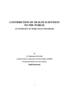 CONTRIBUTION OF MUSLIM SCIENTISTS TO THE WORLD