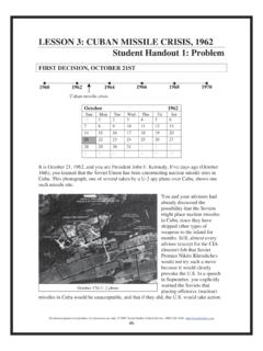 LESSON 3: CUBAN MISSILE CRISIS, 1962 Student Handout 1 ...