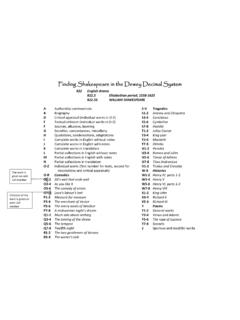 William Shakespeare and the Dewey Decimal Classification ...