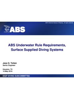 ABS Underwater Rule Requirements, Surface Supplied Diving ...