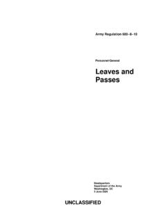 Leaves and Passes - Army Publishing Directorate Army ...