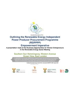 Outlining the Renewable Energy Independent Power Producer ...