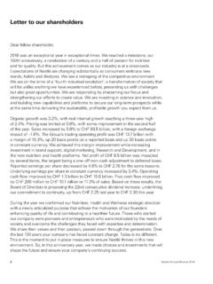 Letter to our shareholders - Nestl&#233;