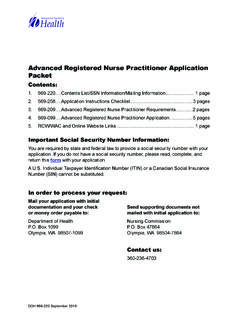 Advanced Registered Nurse Practitioner Application Packet