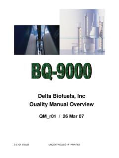 Delta Biofuels, Inc Quality Manual Overview