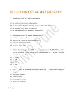 MCQ on Financial Management - DIMR
