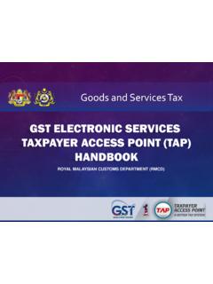GST ELECTRONIC SERVICES TAXPAYER ACCESS POINT (TAP) …