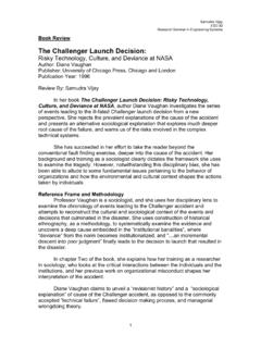 The Challenger Launch Decision: Risky Technology, Culture ...