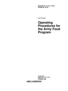 Food Program Operating Procedures for the Army Food …