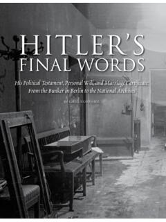 Hitler's Final Words, His Political Testament ... - Archives