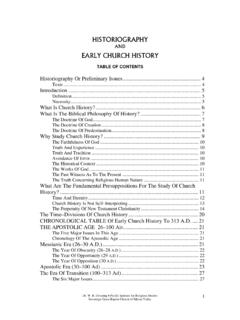 HISTORIOGRAPHY - Sovereign Grace Baptist Church