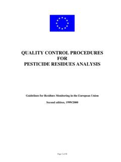Quality Control Procedures for Pesticide Residues …