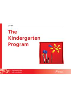 The Kindergarten Program - Premier of Ontario