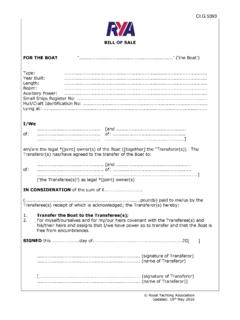 BILL OF SALE FOR THE BOAT ‘’ (‘the Boat’)