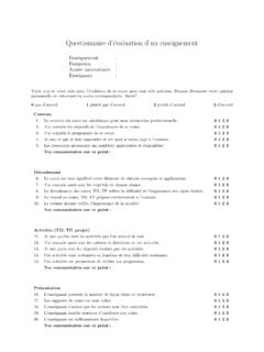 Questionnaire d’ evaluation d ... - Universit&#233; de Tours