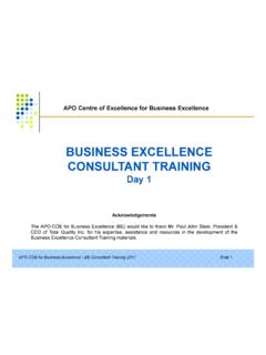 BUSINESS EXCELLENCE CONSULTANT TRAINING - …
