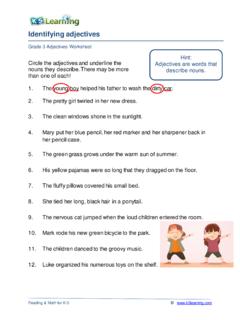 Identifying adjectives Worksheet - K5 Learning