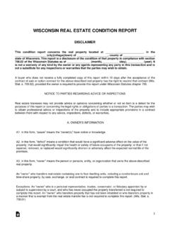 Wisconsin Real Estate Condition Report - eForms