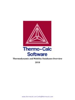 Thermodynamic and Mobility Databases Overview …