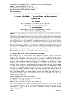 Learning Disabilities: Characteristics and Instructional ...