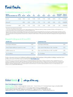 Fisher Funds KiwiSaver Scheme - Fund Facts August 2018