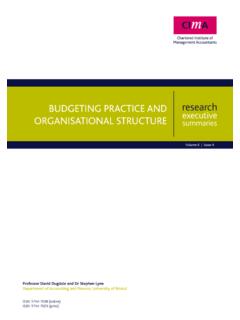 Budgeting practice and organisational structure - CIMA