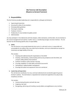 Site Foreman Job Description (Reports to General …