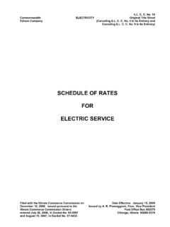 SCHEDULE OF RATES FOR ELECTRIC SERVICE