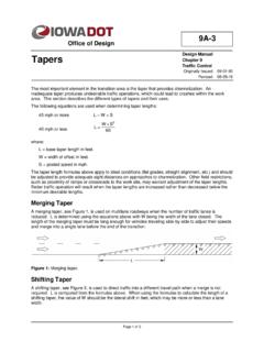 Design Manual Tapers Chapter 9 Traffic Control Originally ...
