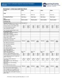 Worksheet 1: Child Care Staff Data Sheet