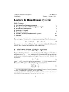 Lecture 1: Hamiltonian systems - UNIGE