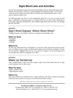 Sight Word Lists and Activities - WI FACETS