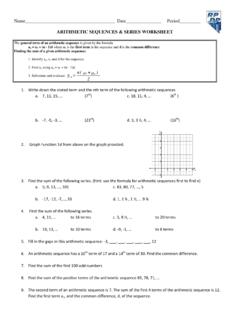 ARITHMETIC SEQUENCES &amp; SERIES WORKSHEET