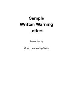 Sample Written Warning Letters - leadership-skills-for ...