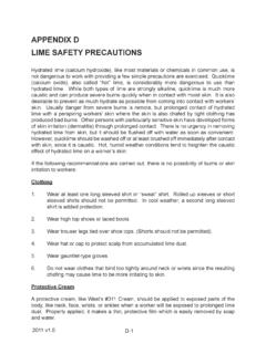 APPENDIX D LIME SAFETY PRECAUTIONS