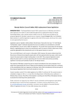 FOR IMMEDIATE RELEASE - Navajo Nation Council tables NGS ...