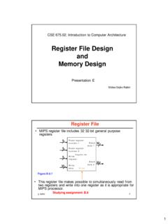 Register File Design and Memory Design