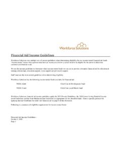 Financial Aid and Income Guidelines - Workforce Solutions