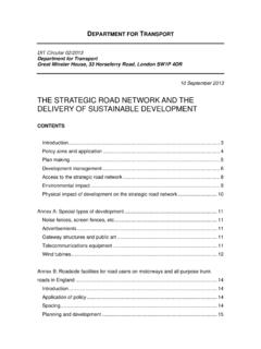 The strategic road network and the delivery of sustainable ...