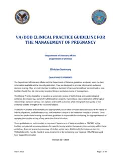 VA/DOD CLINICAL PRACTICE GUIDELINE FOR THE …