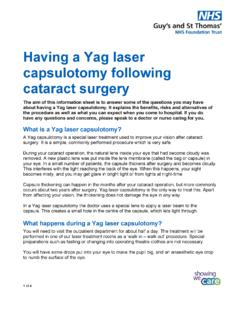 Yag laser capsulotomy - Guy's and St Thomas