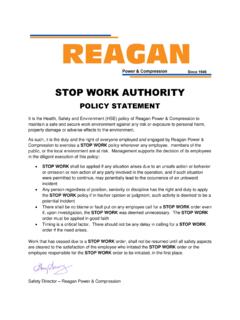 STOP WORK AUTHORITY - Reagan Equipment Company