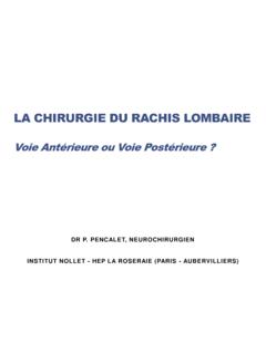 LA CHIRURGIE DU RACHIS LOMBAIRE - FormatKin&#233;