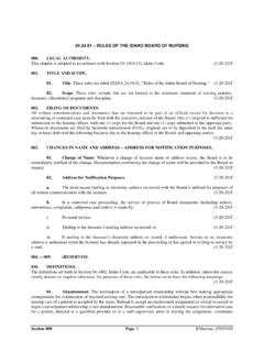 24.34.01 RULES OF THE IDAHO BOARD OF NURSING