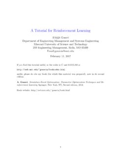 A Tutorial for Reinforcement Learning - Missouri S&amp;T